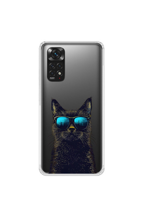 Xiaomi Redmi Note 11 Uyumlu Şeffaf Kılıf Cool Kedi Tasarımlı