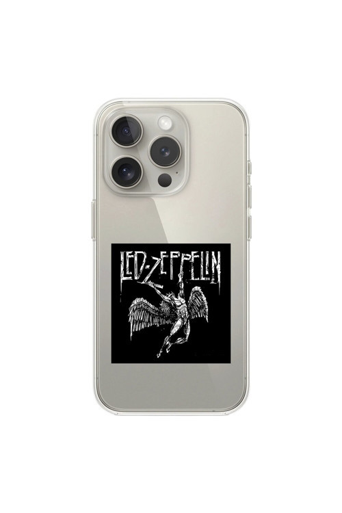 İphone 15 Pro Max Uyumlu Şeffaf Kılıf Led Zeppelin Tasarımlı