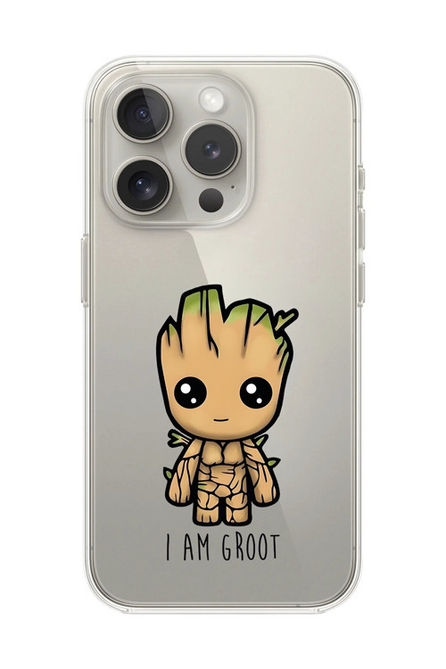 İphone 14 Pro Max Uyumlu Şeffaf Kılıf Chibi Babygroot 1 Tasarımlı