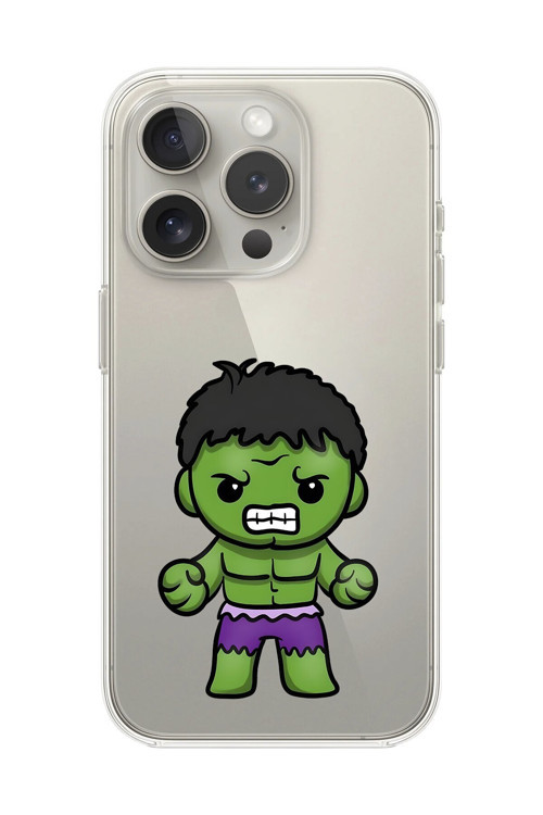İphone 14 Pro Max Uyumlu Şeffaf Kılıf Chibi Hulk 3 Tasarımlı