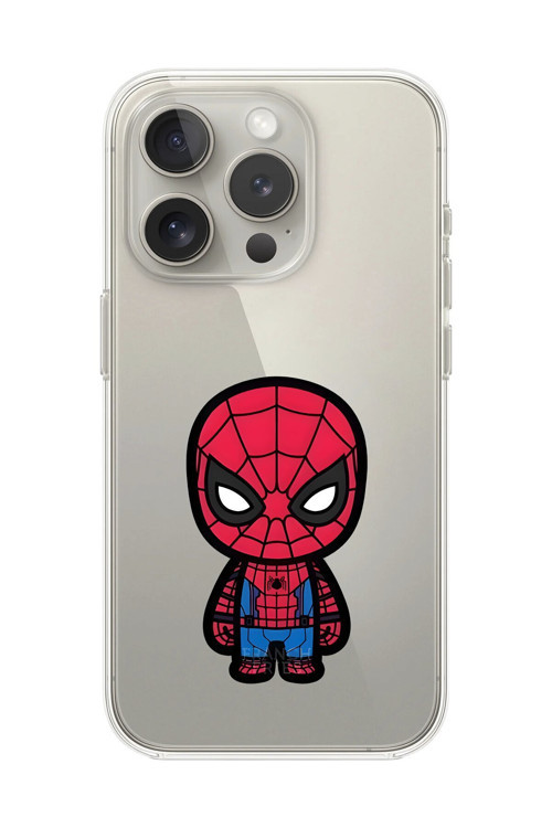 İphone 14 Pro Max Uyumlu Şeffaf Kılıf Chibi Spider-Man 7 Tasarımlı