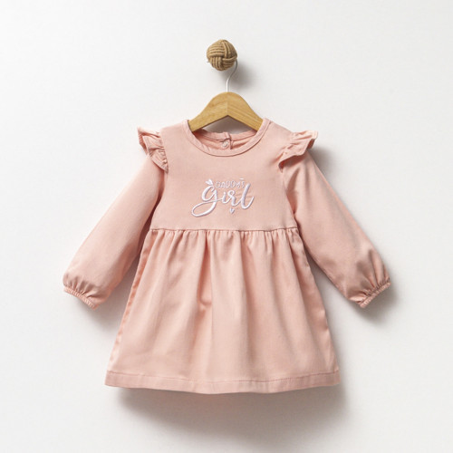GIRL FIRFIR DETAYLI ELBİSE - Somon - 4 Yaş Somon