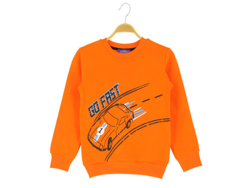 ARABA GO FAST BASKILI İKİ İPLİK ŞARDONLU SWEATSHIRT - Oranj - 7 Yaş - ATA30680.0-Oranj-7 Yaş Oranj