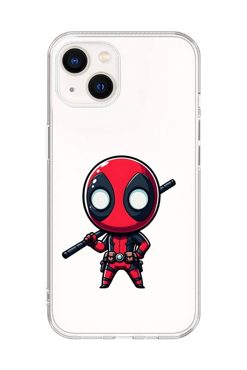 İphone 14 Uyumlu Şeffaf Kılıf Chibi Deadpool 8 Tasarımlı