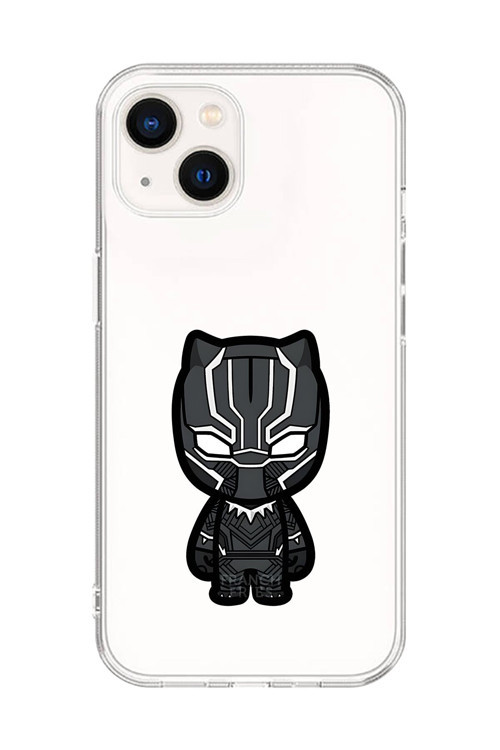İphone 14 Uyumlu Şeffaf Kılıf Chibi Black Panther 6 Tasarımlı