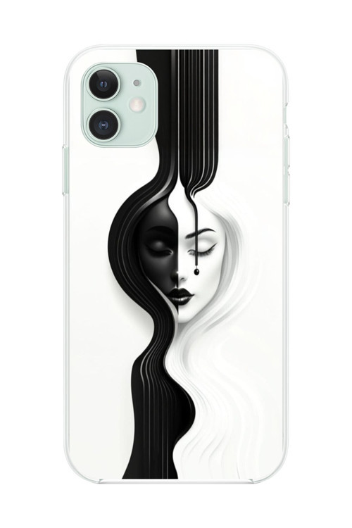 İphone 11 Uyumlu Şeffaf Kılıf Estetik Yüz 3 Tasarımlı