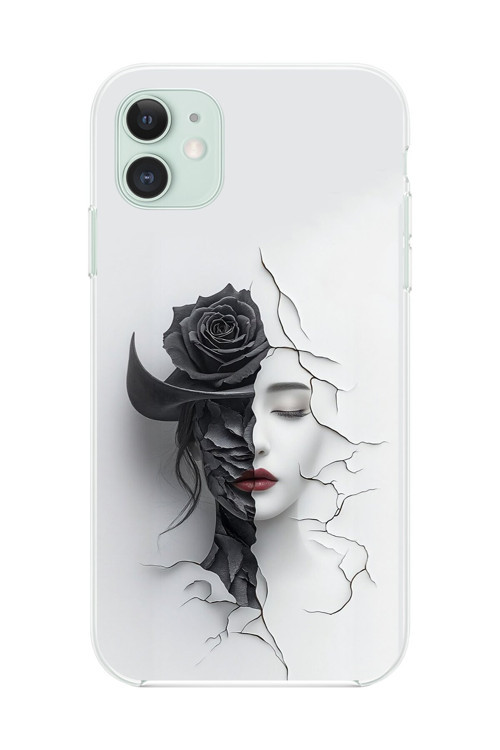 İphone 11 Uyumlu Şeffaf Kılıf Estetik Yüz 4 Tasarımlı