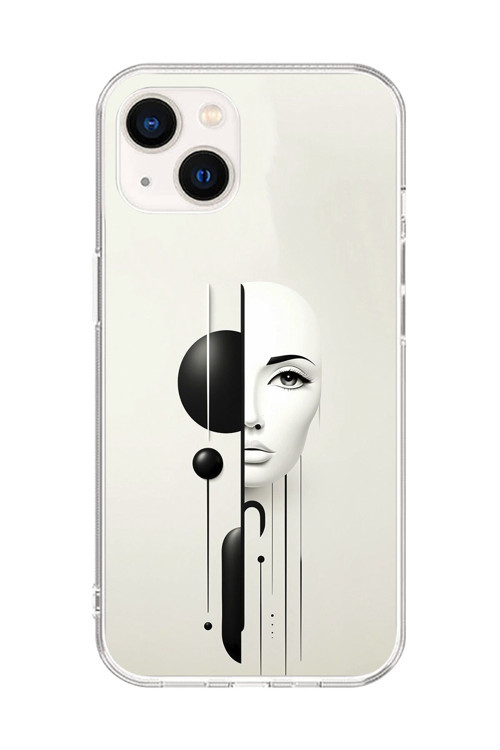 İphone 14 Plus Uyumlu Şeffaf Kılıf Estetik Yüz 2 Tasarımlı