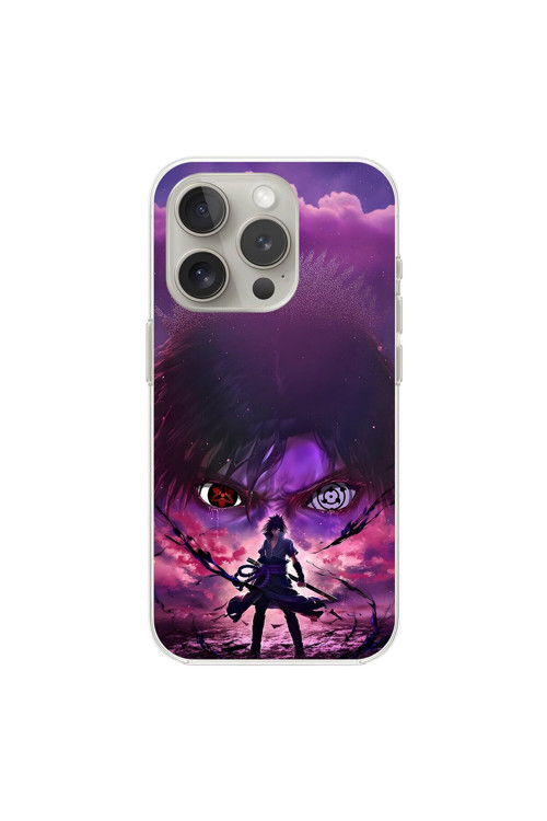 İphone 15 Pro Max Uyumlu Şeffaf Kılıf Naruto Sasuke Tasarımlı
