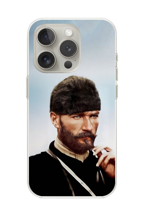 İphone 14 Pro Uyumlu Şeffaf Kılıf Atatürk 2 Tasarımlı