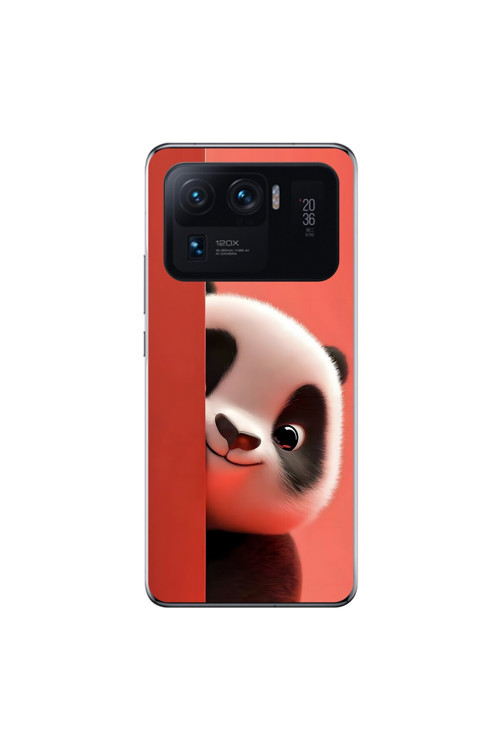 Xiaomi Mi 11 Pro Uyumlu Şeffaf Kılıf 4 Peluş Panda Tasarımlı