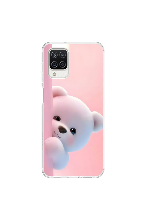 Samsung Galaxy A12 Uyumlu Şeffaf Kılıf 1 Peluş Ayıcık Tasarımlı