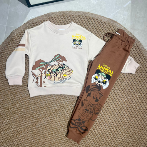 Disney Safari Tour Baskılı Çocuk Takımı – Sırt Baskılı Sweatshirt & Jogger Alt