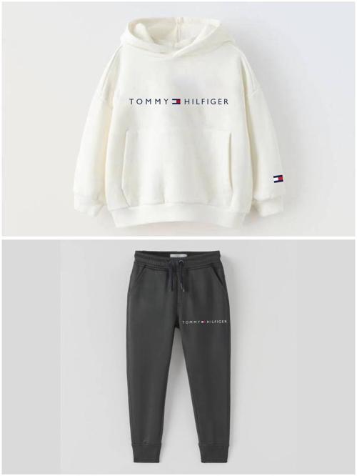 Kapüşonlu Logo Baskılı Genç Takım – Kanguru Cepli Sweatshirt & Jogger Alt