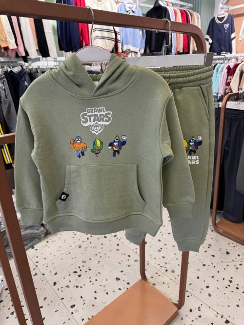 Brawl Stars Baskılı Kapüşonlu Çocuk Takımı – Kanguru Cepli Sweatshirt & Eşofman Altı