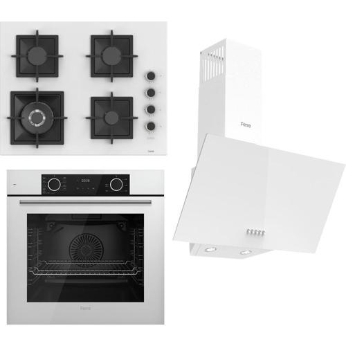 Flameart Sc Serisi Beyaz Set (SC406-WFA + XE63CB +D087 ) - 65 Cm'lik Kare Döküm Izgara-Wok