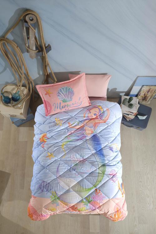 Ranforce %100 Pamuk Tek Kişilik Uyku Seti (Lastikli Çarşaflı) Aria V1 Mavi