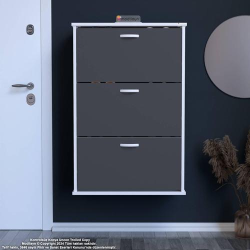 VARBİ Asma Antre 72x115x26 cm’ lik 3 Düşer Kapak 6 Göz Bölmeli Ayakkabılık