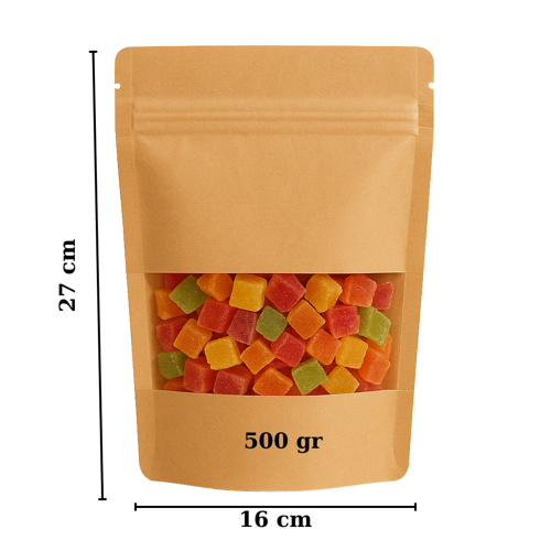 16x27 Kraft Pencereli Doypack   50 Adet