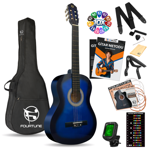 Luca C-180BL Mavi Klasik Gitar Seti 4/4 Sap Ayarlı
