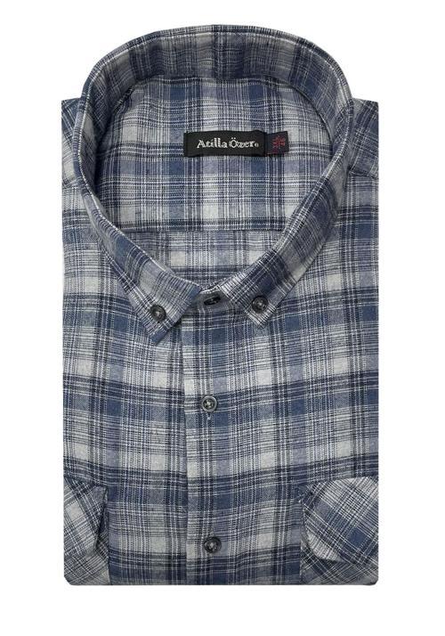 Büyük Beden Çift Cep Klasik Kışlık Kaşmir Gömlek - 7462