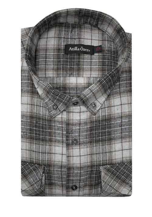 Büyük Beden Çift Cep Klasik Kışlık Kaşmir Gömlek - 7462