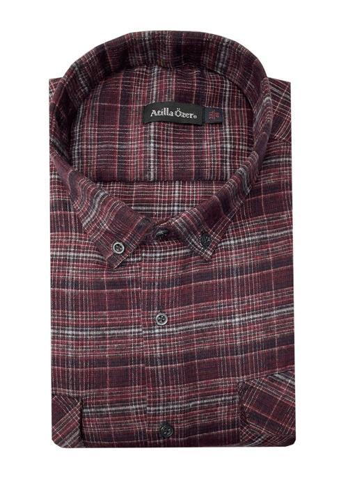 Büyük Beden Çift Cep Klasik Kışlık Kaşmir Gömlek - 7462