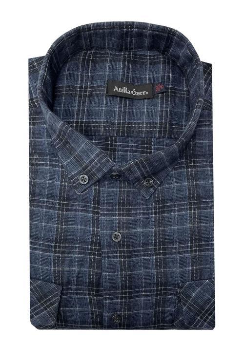 Büyük Beden Çift Cep Klasik Kışlık Kaşmir Gömlek - 7462