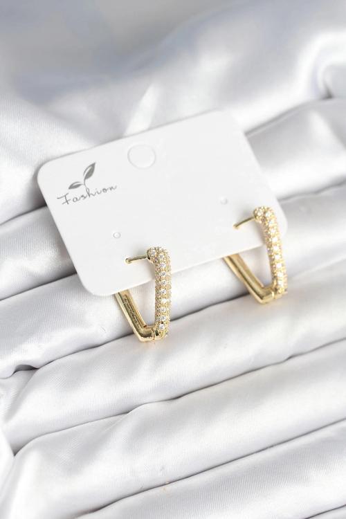 BFS Üçgen Model Zirkon Taşlı Kadın Küpe