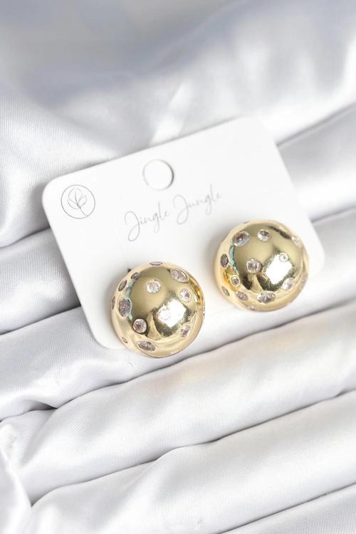 BFS Pirinç Gold Renk Zirkon Taşlı Kadın Küpe