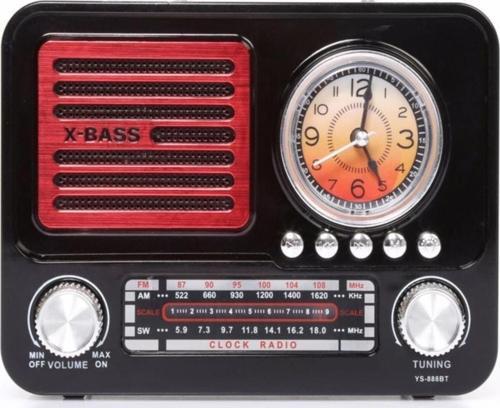 Izmir Hatırası Retro Stil Fm Radyo X-bass Bluetooth Hoparlör Saatli El Fenerli Radyo