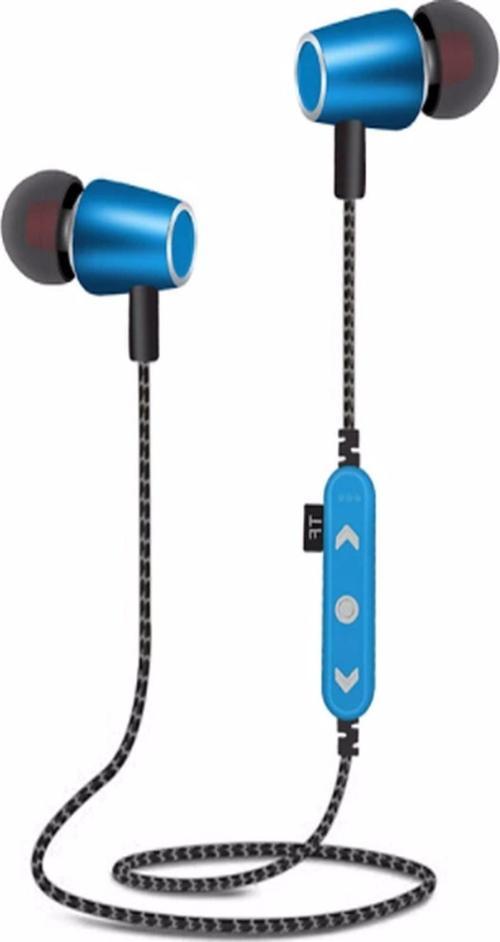 Ms-t14 Hafıza Kartı Takılabilir Metal Bluetooth Kulak Içi Kulaklık Mavi