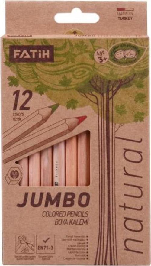 Natural Ahşap Jumbo Kuru Boya Seti 12'li