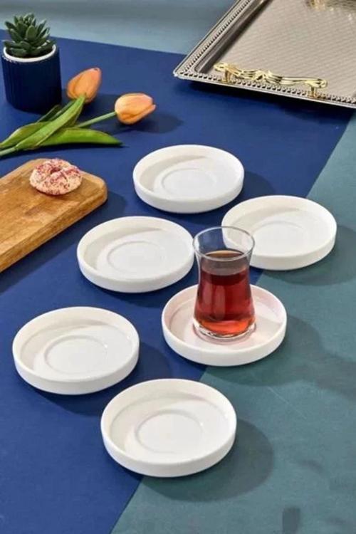 Cooker CKR4151 Beyaz Porselen Çay Tabağı 6'lı