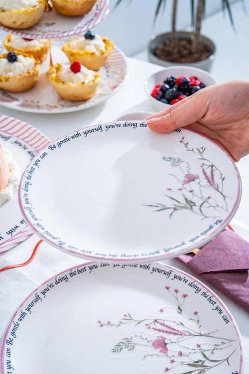 HCA9085 Laila Desenli Seramik Pasta Tabağı 19 cm 6'lı