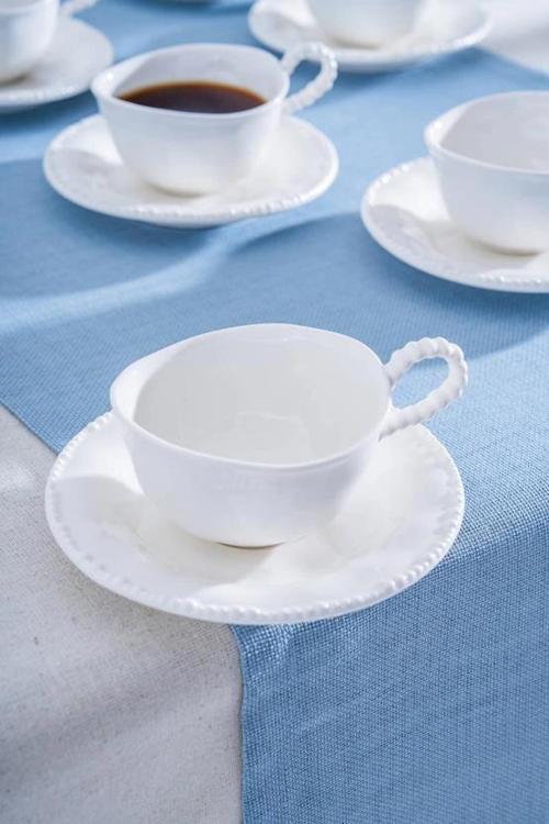 POR7285 Beyaz Porselen Çay Fincanı Seti 6'lı