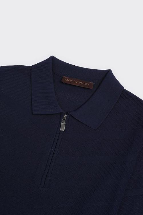 Fermuarlı Polo Yaka Kısa Kol Erkek T-Shirt-KAX6044S