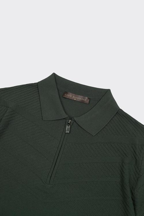 Fermuarlı Polo Yaka Kısa Kol Erkek T-Shirt-KAX6044S