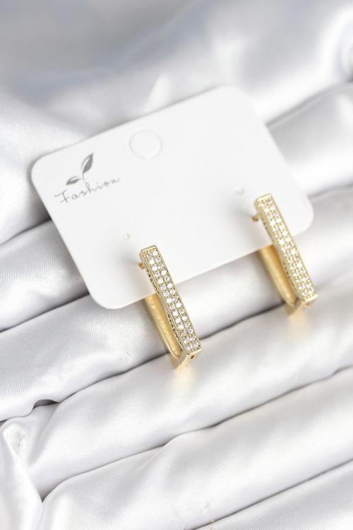 Zarif Kulaklar için Kare Zirkonlu Stil Kadın Küpe