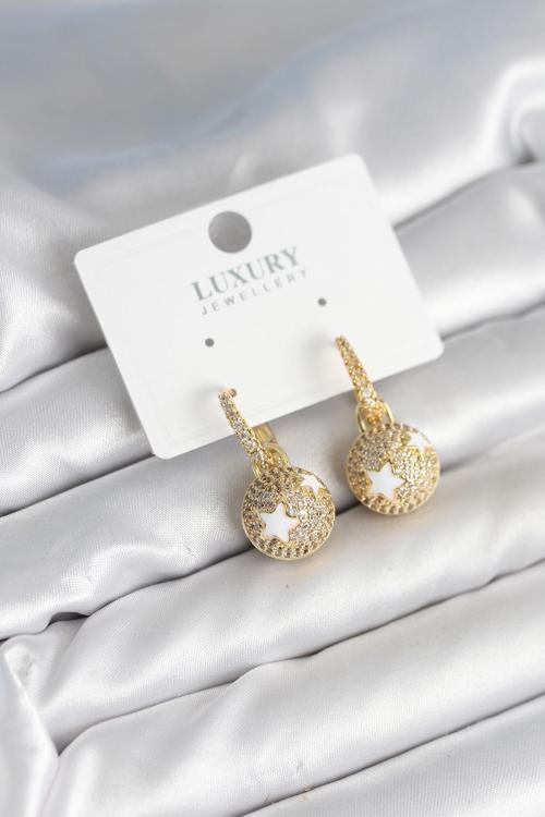 Zarif Kulaklar için Top Yıldız Zirkonlu Stil Kadın Küpe