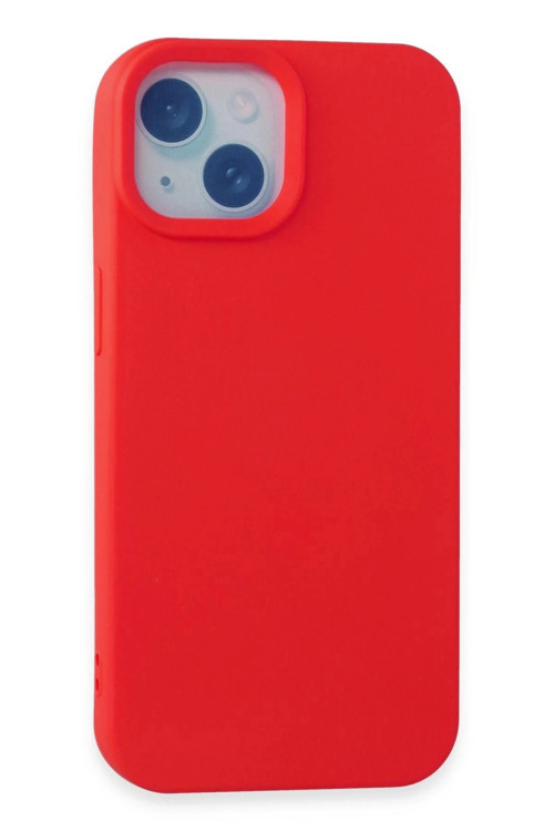 iPhone 15 Kılıf Nano içi Kadife Silikon - Kırmızı-(5796)