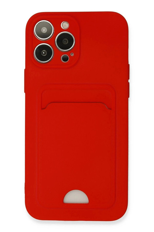 iPhone 13 Pro Max Kılıf Kelvin Kartvizitli Silikon - Kırmızı-(5796)