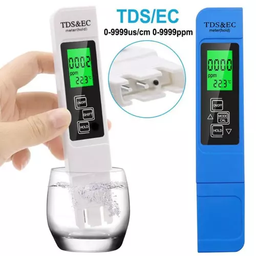 Tds & Ec Metre LCD Ekranlı LED Işıklı Taşınabilir Su Kalite Analiz Cihazı (SARI VEYA MAVİ VEYA BEYAZ RENK)