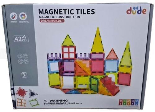Manyetik Tiles Renkli 42 Parça Manyetik Yapı Magnetic Bloklar