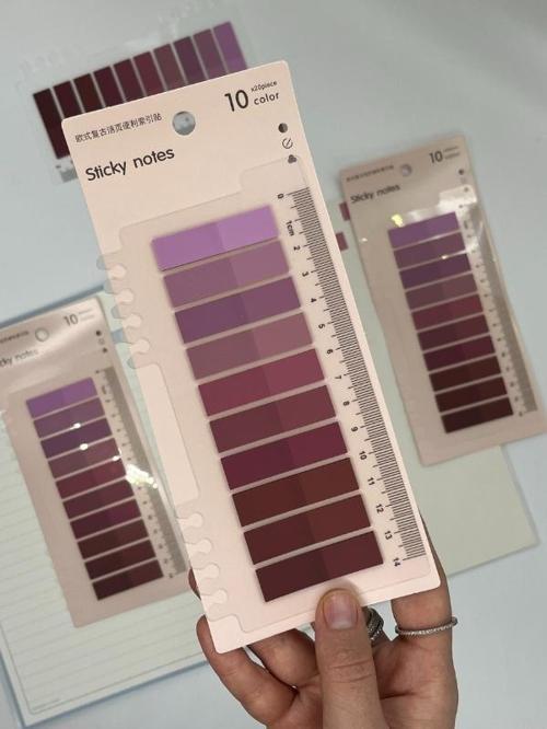 10 Renkli Cetvelli Bordo Tonları İndeks Sticker/İndex/Postit/Post-it/Kitap Ayracı/Not Kağıdı