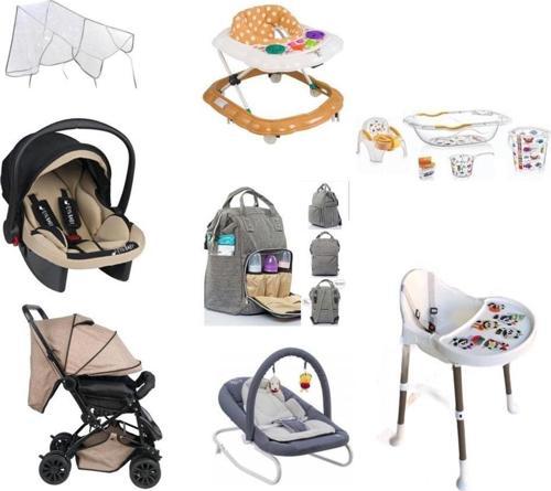 12 Parça Bebek Çeyiz Seti Mama Sandalyesi Çift Yön Bebek Arabası Küvet Takımı
