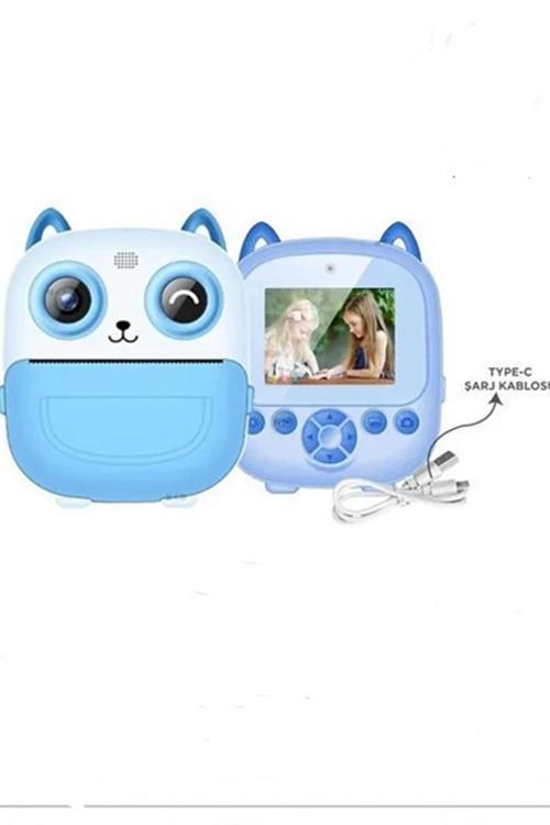 BFS Dijital Video Fotoğraf App Destekli Çocuk Kamerası Termal Resim Kağıt Baskılı Yazıcı Mavi