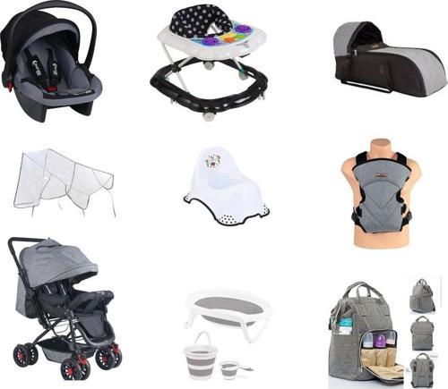 Almira Kids 11 Parça Set Çift Yön Bebek Arabası Katlanır Küvet Portbebe Kanguru Puset Yürüteç