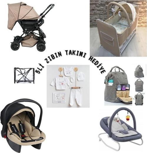Bebek Arabası Beşik Anakucağı Puset Anne Bebek Çantası 7 Parça Set Hediyeli