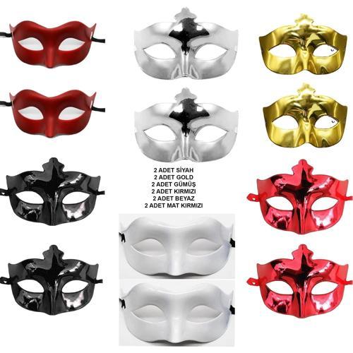 BFS 12’li Renkli Parti Maskesi Seti – Siyah, Gold, Gümüş, Kırmızı, Beyaz, Mat Kırmızı